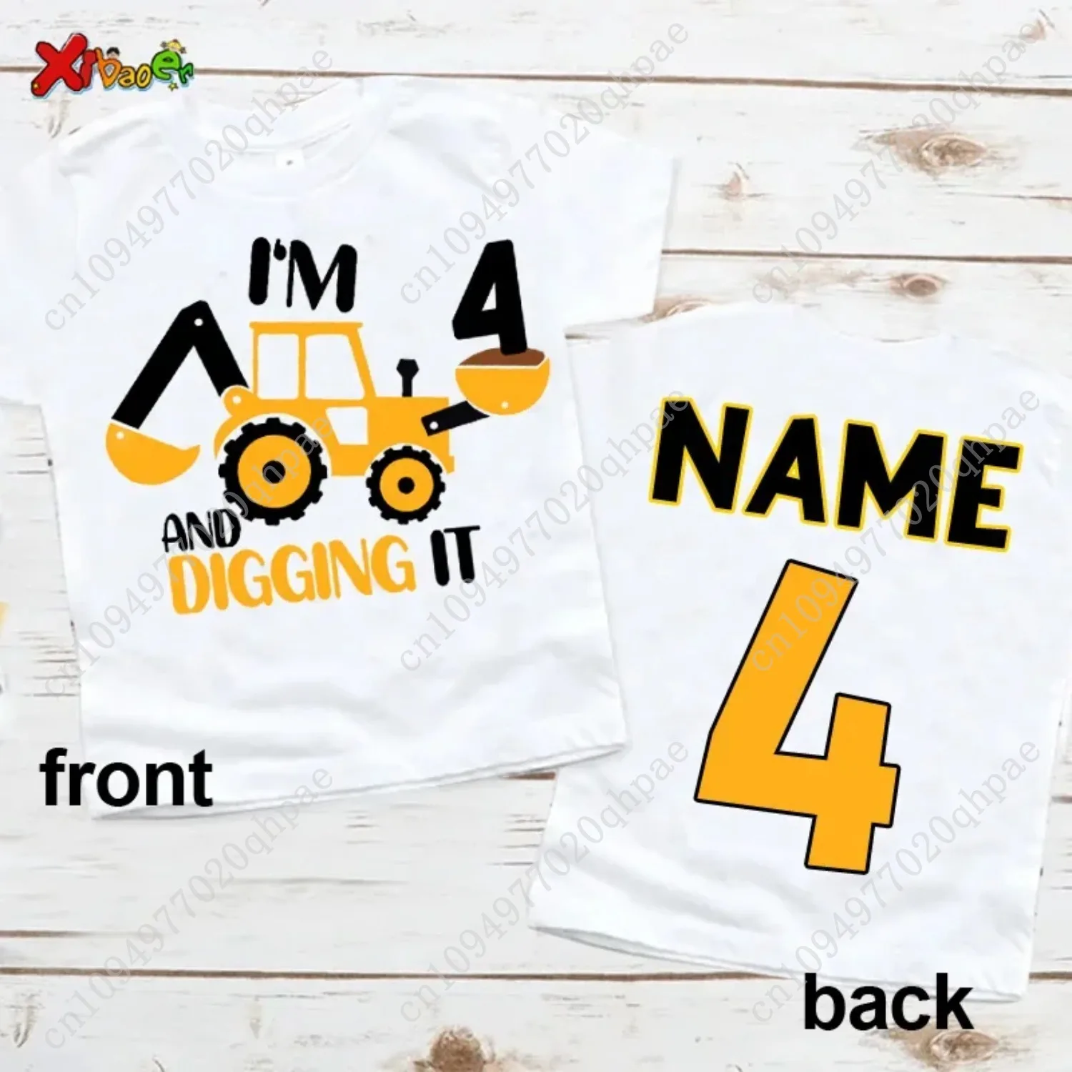 Aangepaste naam 1-11 jaar oude print 2 zijden T-shirt bouw verjaardag shirt jongens T-shirt dump truck shirt graafmachine tshirt
