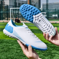 White Men's Football Boots Turf Sneakers Low-cut Soccer Shoes for Men Outdoor Non-slip Children's Football Shoes chuteira futsal