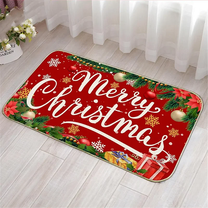 Christmas Them Entrance Door Mats Home Welcome Carpet for Bedroom Bathroom Indoor Outdoor Anti-Slip Carpet Festival Decoration