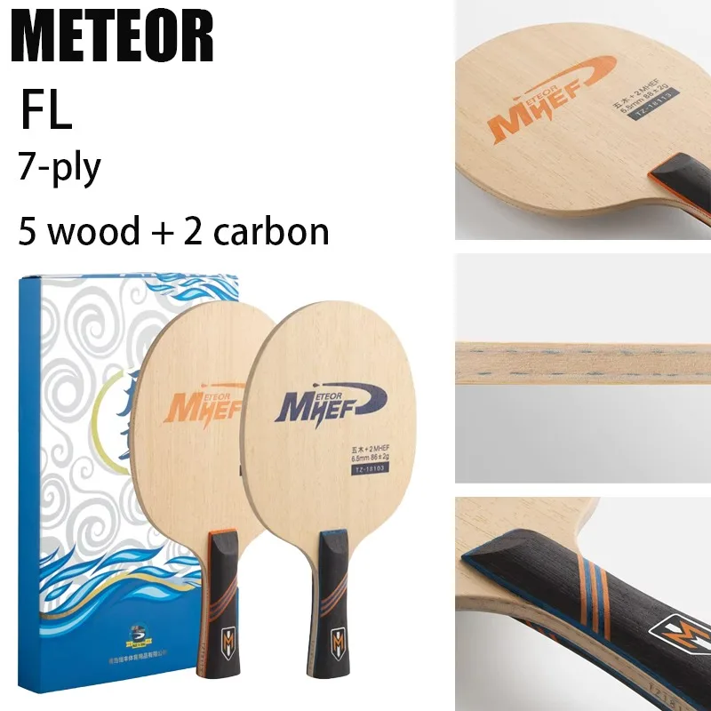 

METEOR Table Tennis Blade Blue/Yellow Aramid-Carbon Paddle Loop Drive & Fast Attack Table Tennis Racket Blade
