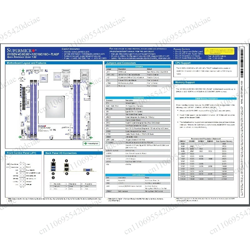 Dual 10 Gigabit Ports X11SDV-4C-TLN2F, D-2123IT Quad Core NAS Server Motherboard