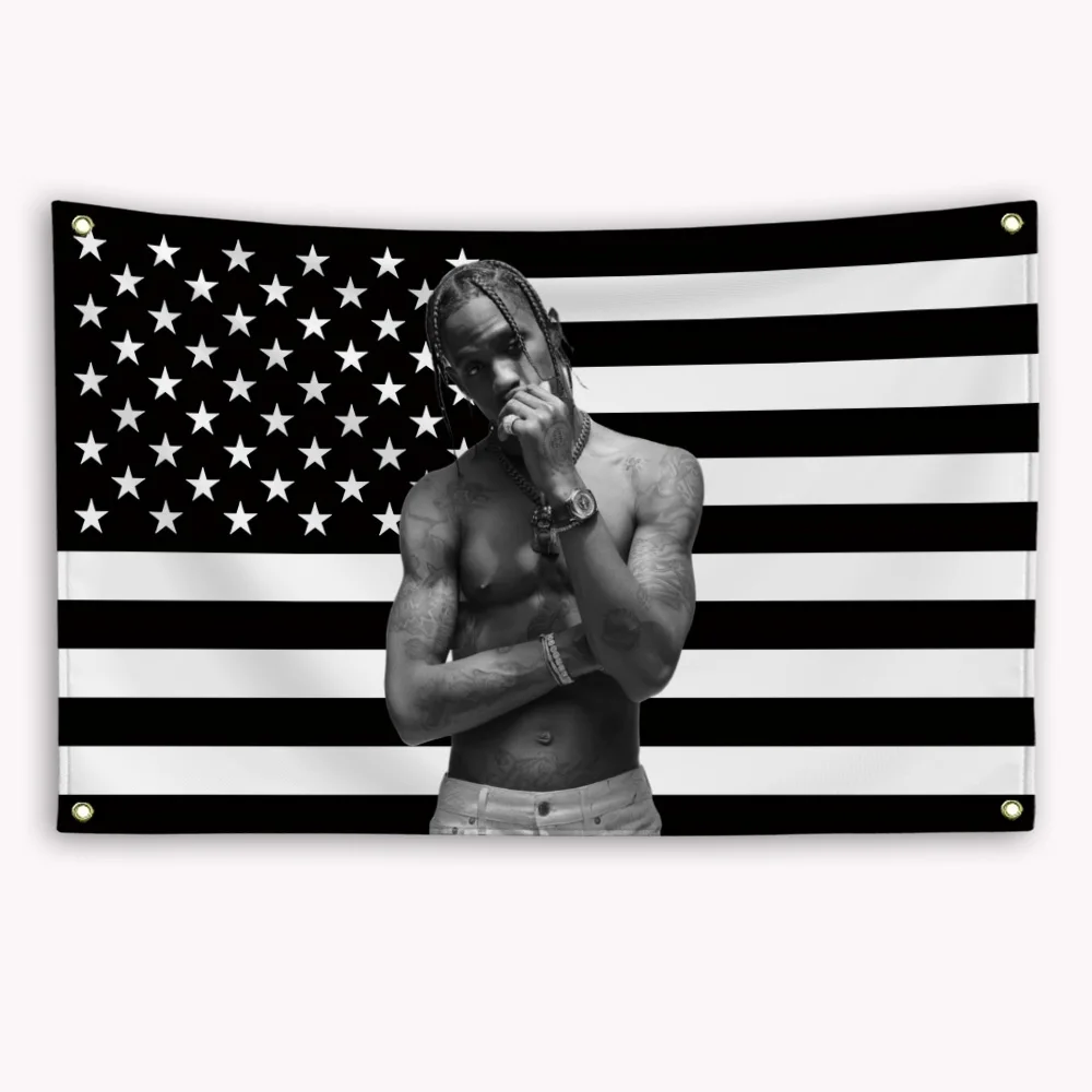 T-Travis S-Scott American Flag Banner Decoration Garage Flags for Bedrooms Outdoor Decor Advertising Flaga Tapestry Custom Hang