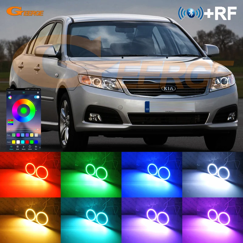 

For Kia MAGENTIS Lotze Optima MG Facelift 2009 2010 BT App RF Remote Multi-Color Ultra Bright RGB LED Angel Eyes Kit Halo Rings