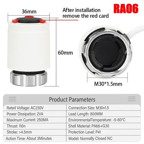 Imagen 2 del producto Válvula de calefacción de suelo NC AC 230V M30 * 1,5mm colector de actuador térmico eléctrico para calefacción por suelo radiante radiador termostático TRV