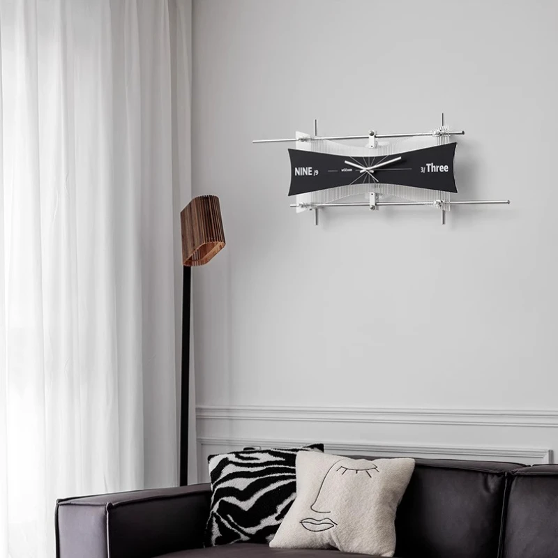 Pendulum Timepiece Wall Mount Decorative Clock Minimalist Wall Clock for Living Room Luxury Optical Axis Clocks High-End Silent