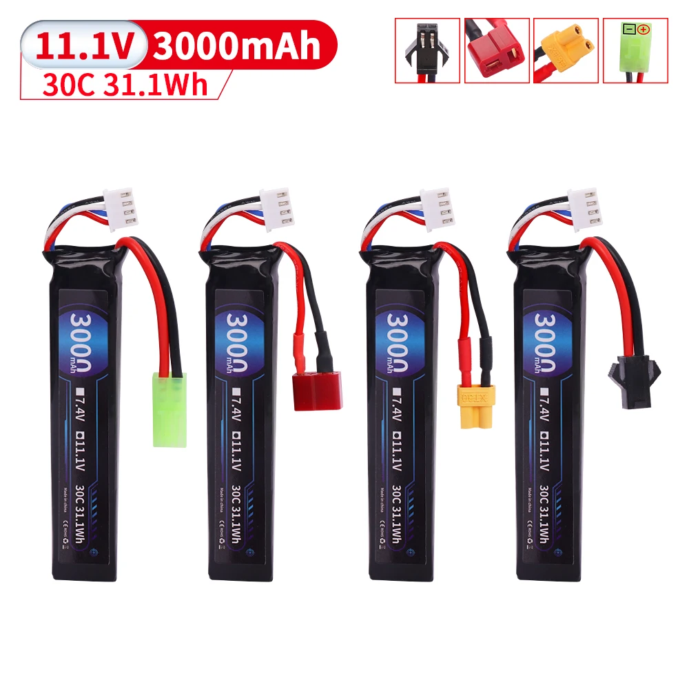 11.1V 452096 30C 3500mAh 3S LiPo battery T/Tamiya/XT30/SM-2P Plug for Airsoft BB Air Pistol Electric Toys Guns Parts