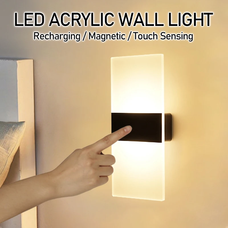 

Acrylic Wall Lamp Smart Touch Sensor Switch LED Indoor Sconce Light Modern Nordic Night Light For Bedroom Living Room Decoration