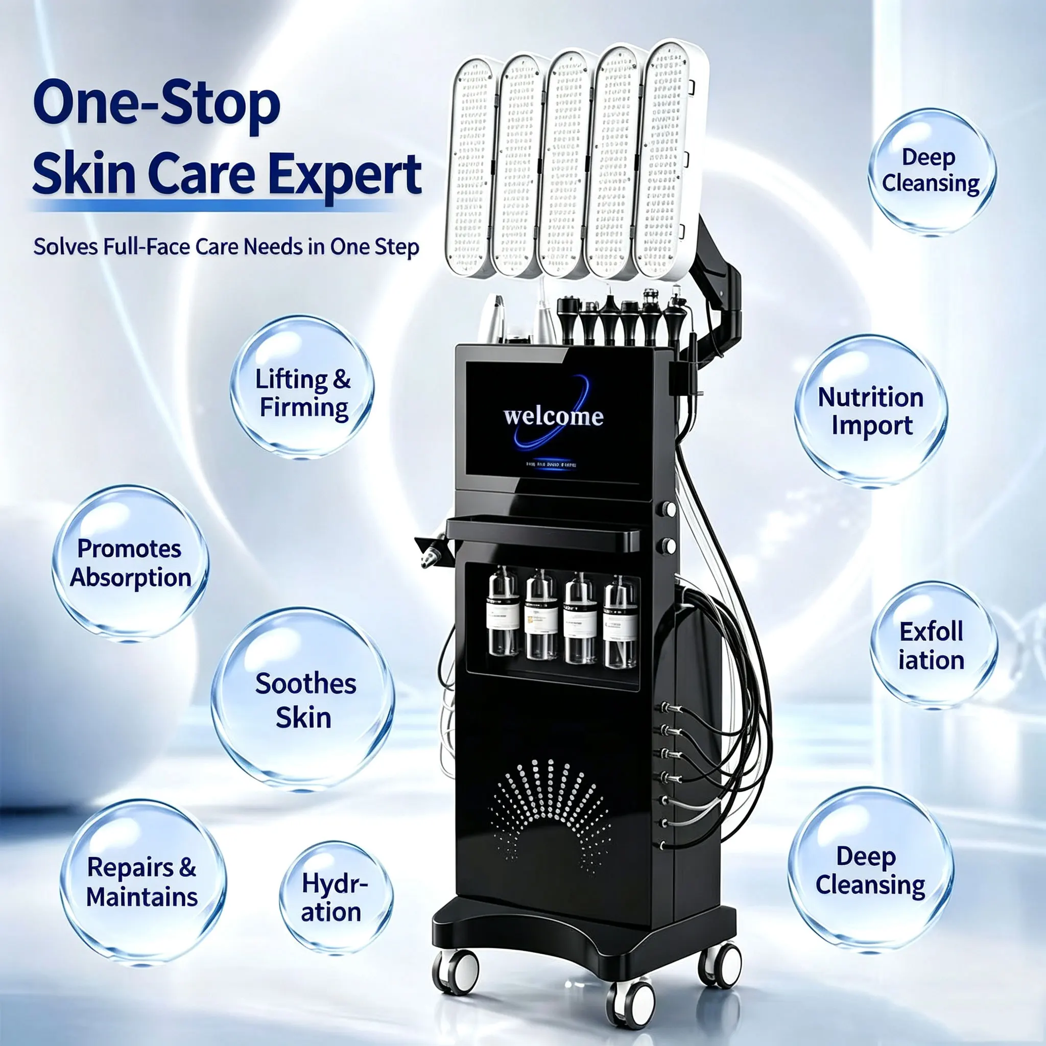 New 12 in One Water Oxygen Facial Device, Skin Analysis Pen, Capable of Removing Blackheads, Deep Cleansing, and Firming the Ski