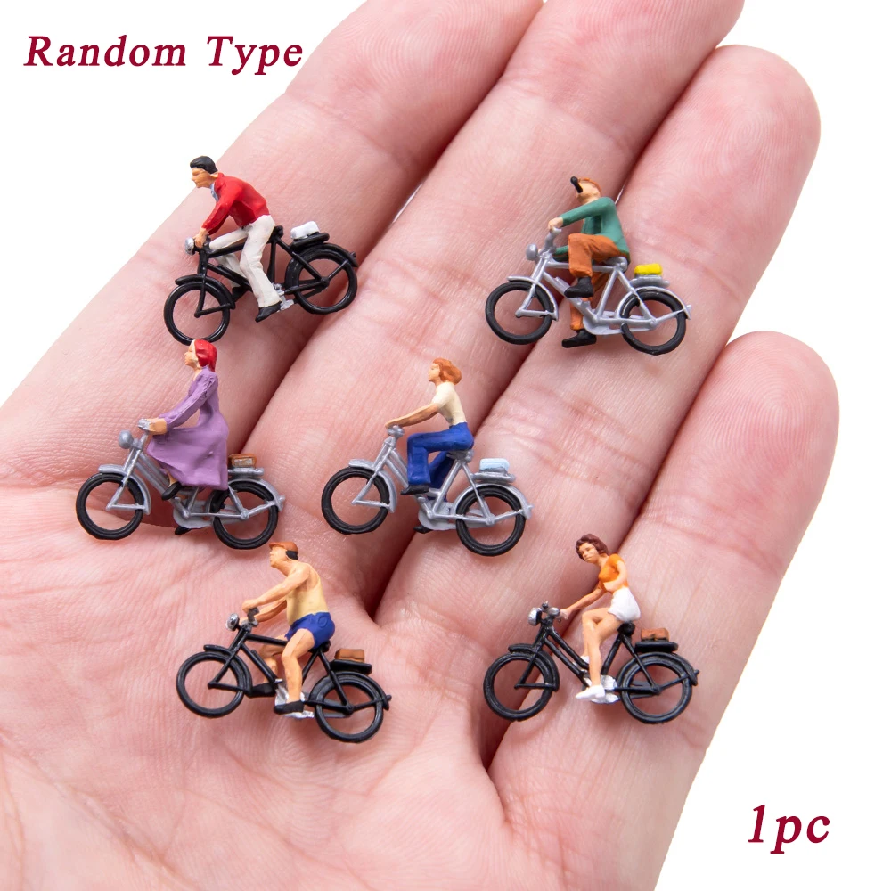 1pc 1:87 HO Scale Riding Figures Random Cyclists Model Painted People ABS Toys Architecture Building Layout for Diorama