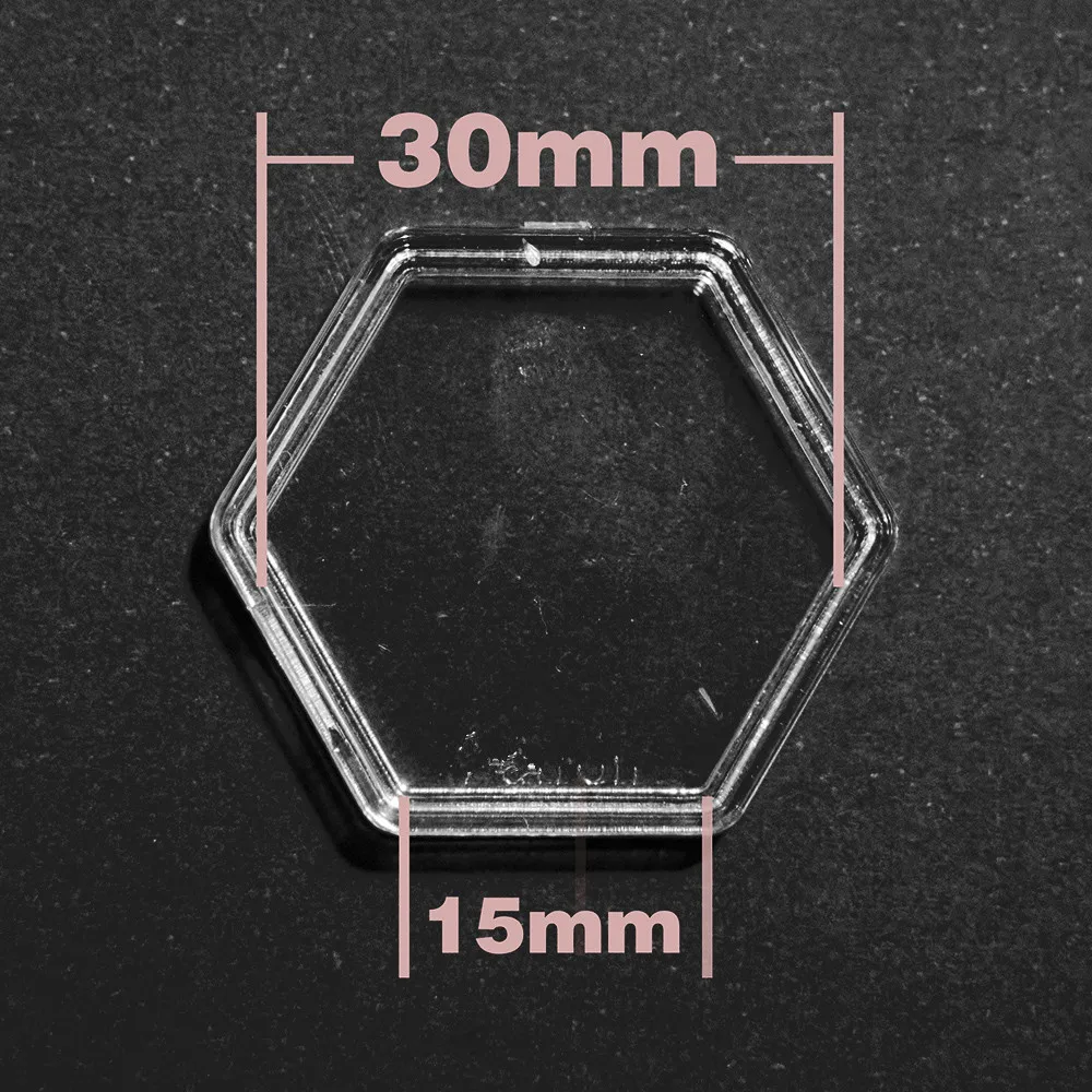 Lot de 8 boîtiers hexagonaux transparents en plastique acrylique, pour la collecte de jetons, boîtes de rangement pour jeux de société