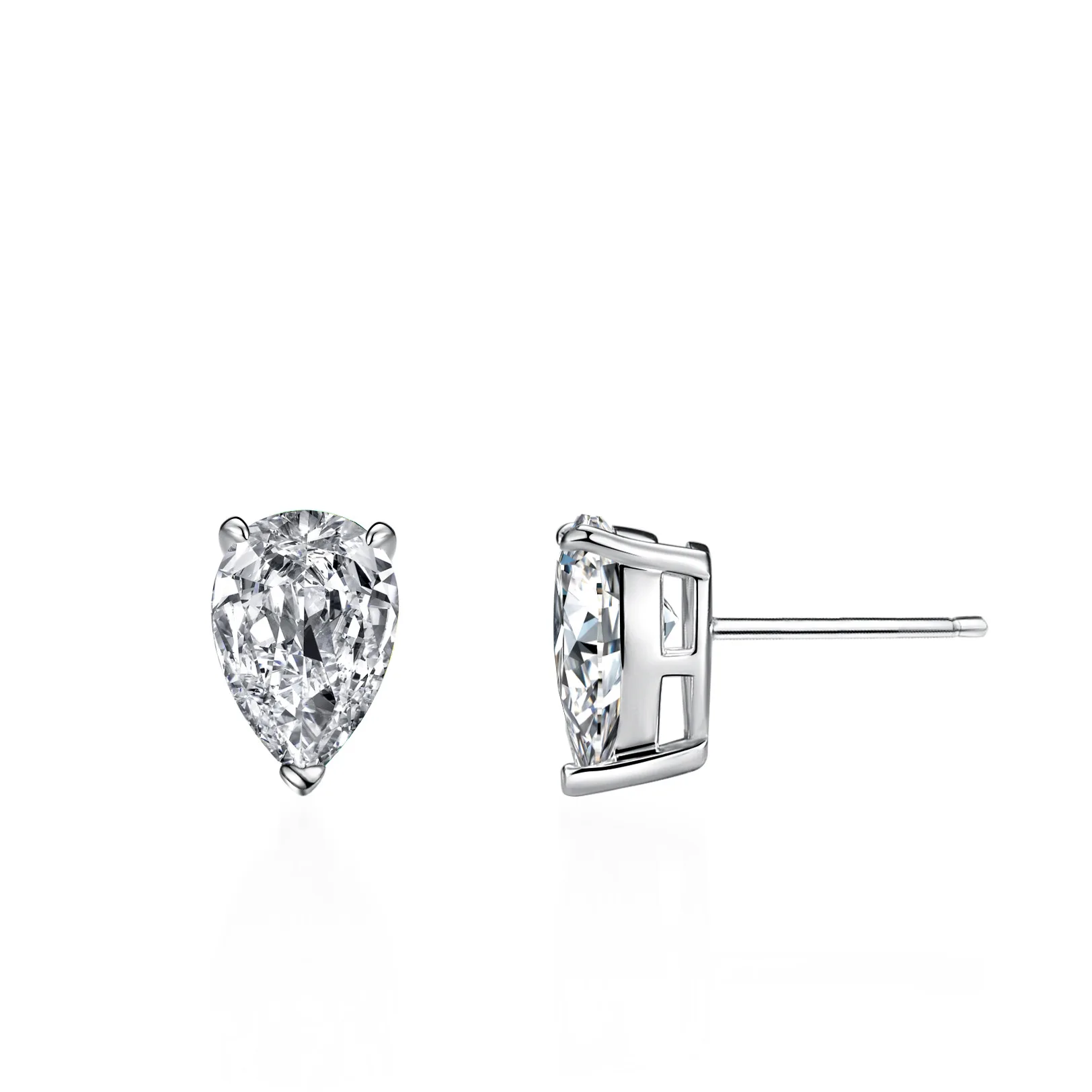 18K Gold Earrings Women's Four Claw Earrings Pear Shaped Water Droplet Shaped Pagoda Moissanite Square Platinum PT950 Earrings