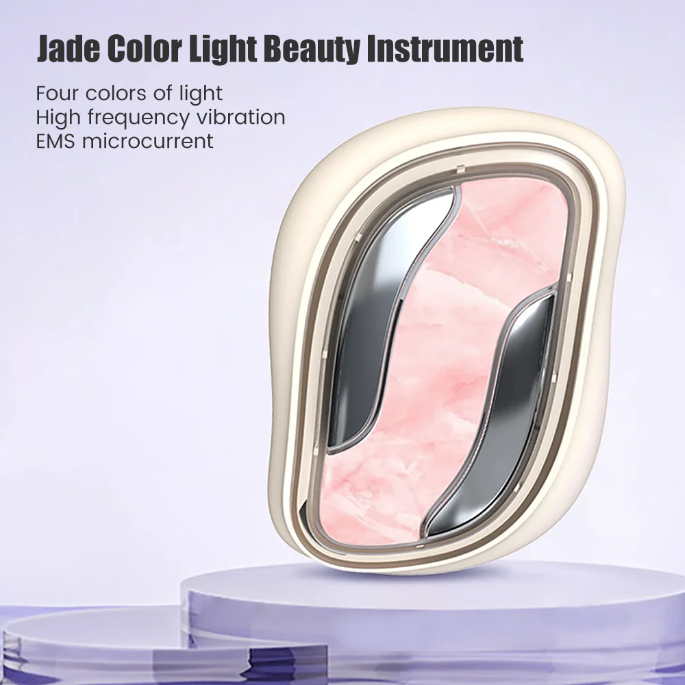 Facial Natural Jade Massagr LED Photon Hot Compress Face Lifiting Anti-aging EMS Pulse Microcurrent Skin Care Deeply Cleansing