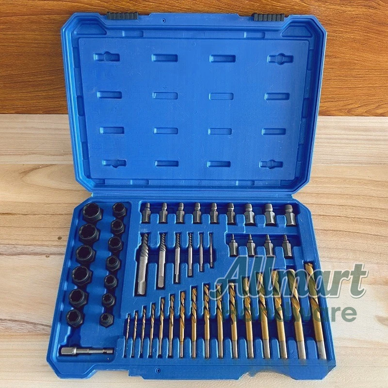 49PCS Damaged Screw Extractor Set, Broken Bolt Nut Removal Tool, Stripped Thread Remover for Tire Maintenance