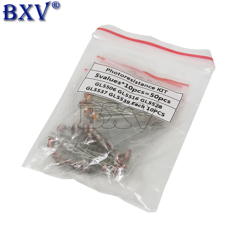 50PCS(5value*10pcs)  LDR  Photoresistor Diy  Kit For GL5506 GL5516 GL5528 GL5537 GL5539