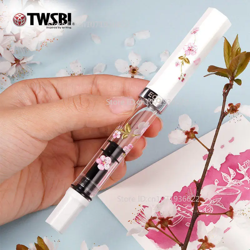 New TWSBI ECO Sakura Limited Edition Fountain Pen Piston Filling Transparent Pen with Cherry Blossom Design Gift for Journaling