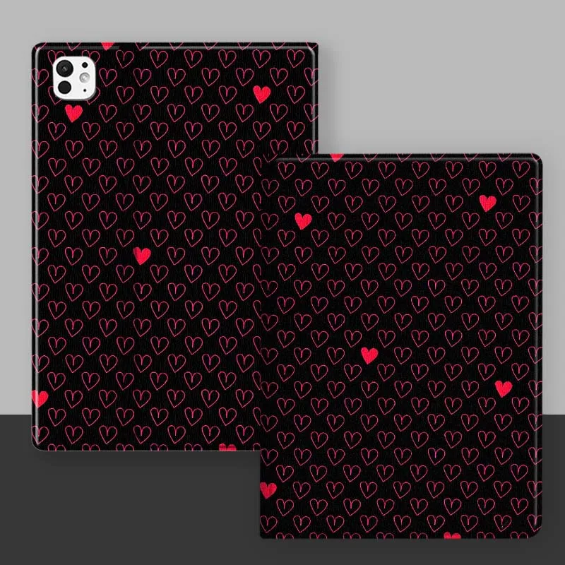 Cartoon Smile Heart Pattern For iPad Pro Mini Air 1 2 3 4 5 6 7 10 11 th 8 9 gen 11 M4 M5 Foldable Tablet Case Cover
