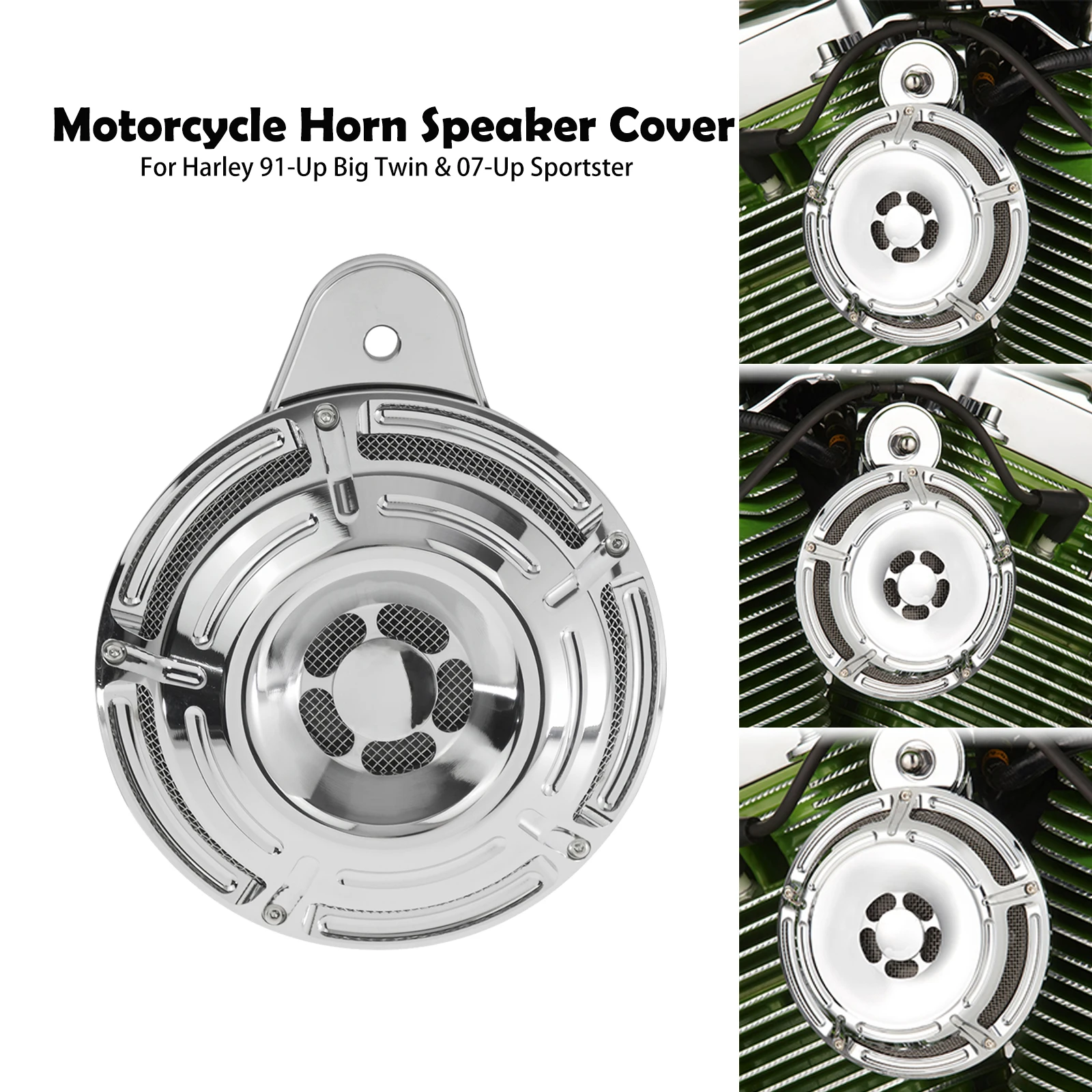Motorcycle Chrome Horn Speaker Cover Horns Assembly For Harley Touring Big Twin Cam Street Glide 91-Up Sportster XL 1200 2007-Up