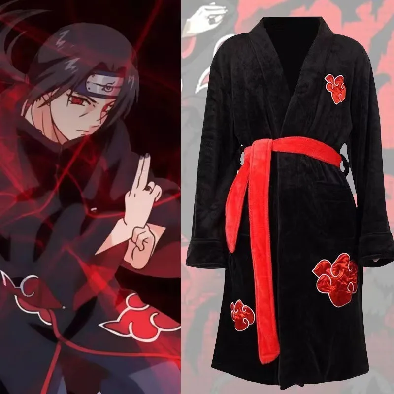 Vendite calde Cool Anime Akatsuki Robe Cosplay accappatoio Fleece Warm camicia da notte Robe Men Winter Coat Sleepwear regalo di natale