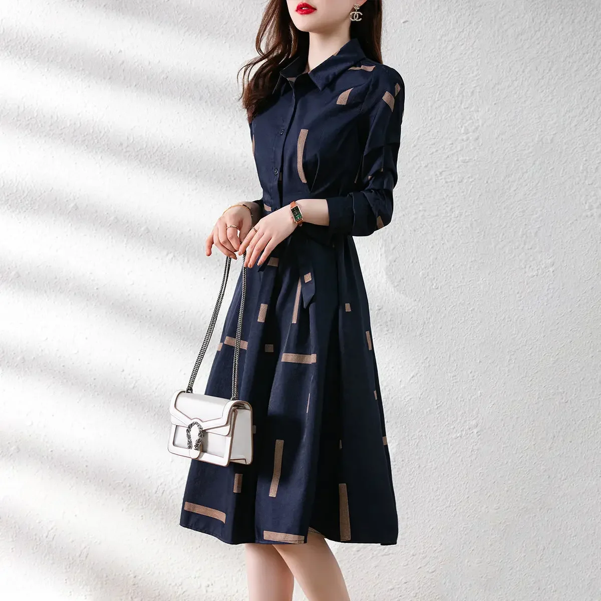 Female Dress New In Midi Women\'s Long Sleeve Dresses Spring Autumn On Sale Clearance Loose Korean Style Elegant and Beautiful G