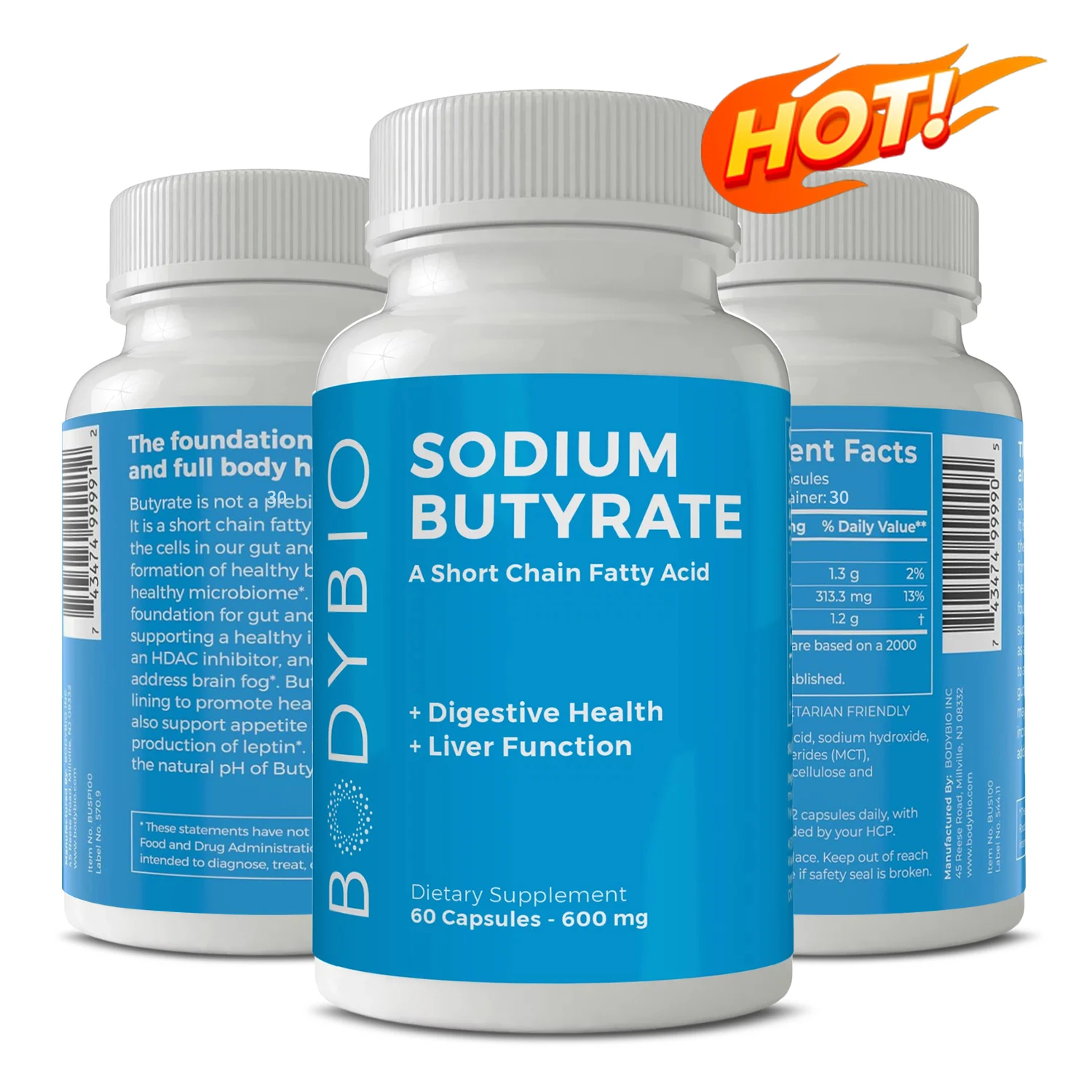 

Sodium Butyrate Gut Health Supplement - Helps Gut Health, Detox and Cleansing of The Liver, Digestive Health,60 Capsules