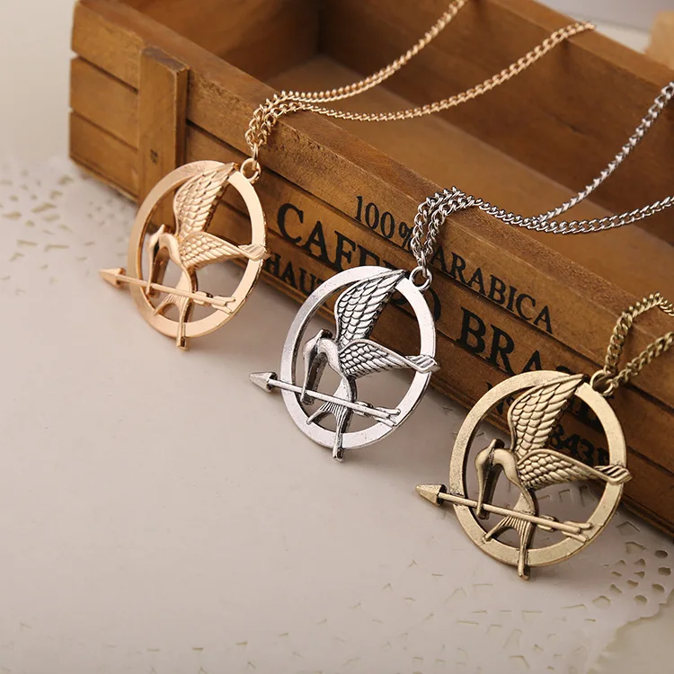 The Hunger Games Necklace 2016 Popular Vintage Style Birds Charm Golden Snitch Pendent Necklace  3Colors Choose