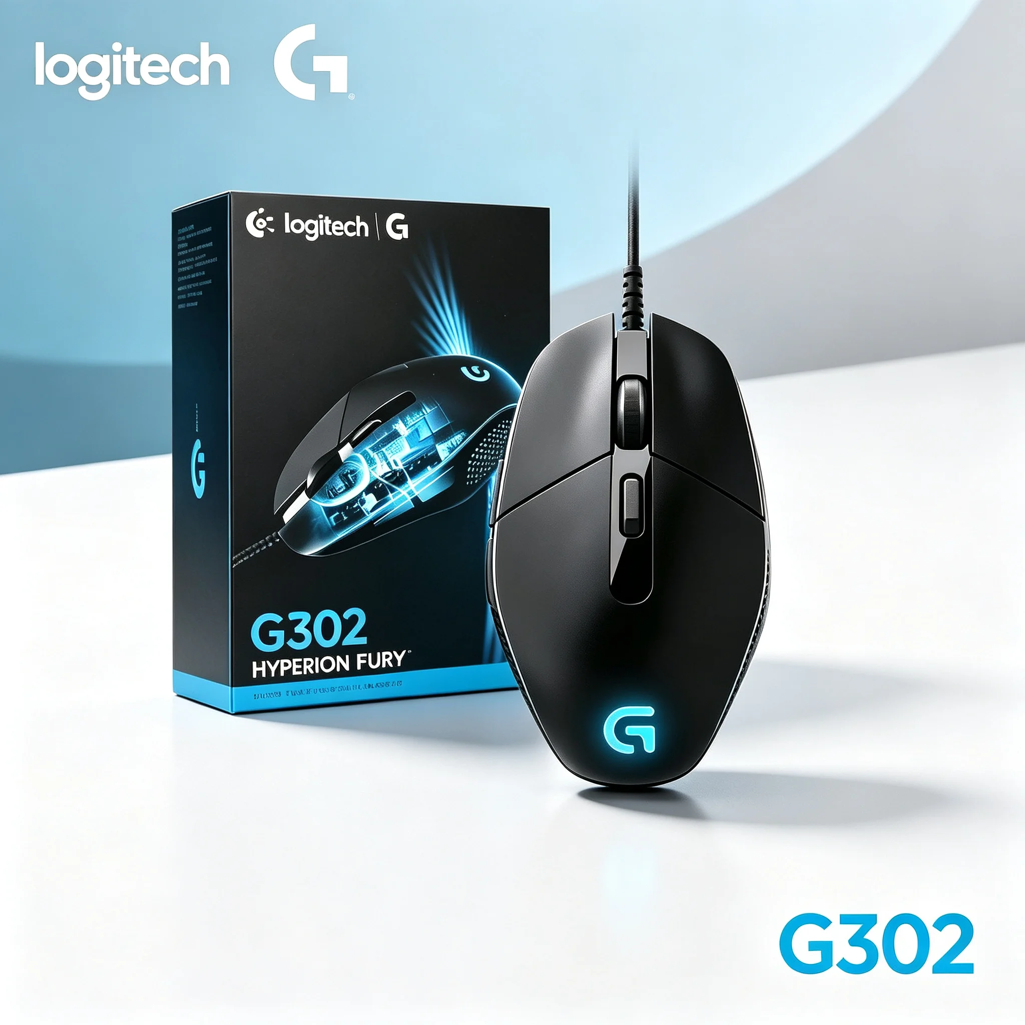 Logitech G302 Hyperion Fury Ergonomic Wired Mouse RGB Light Mice For Gaming & Daily Office Work