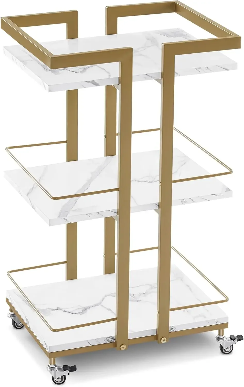 

Utility Salon Trolley, Metal Storage Rolling Cart with Wheels, 3-Tier Mobile Facial Trolley, Nail Cart Organizer, White