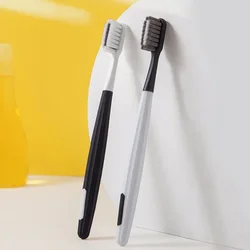 Simple White Black Soft Toothbrush Portable Eco-friendly Travel Outdoor Teeth Brush with Box Support Oral Cleaning Hygiene Care