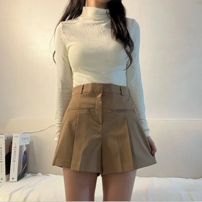 

Корейские шикарные винтажные повседневные универсальные цветные юбки-брюки с широкими штанинами, женские высококачественные простые базовые шорты