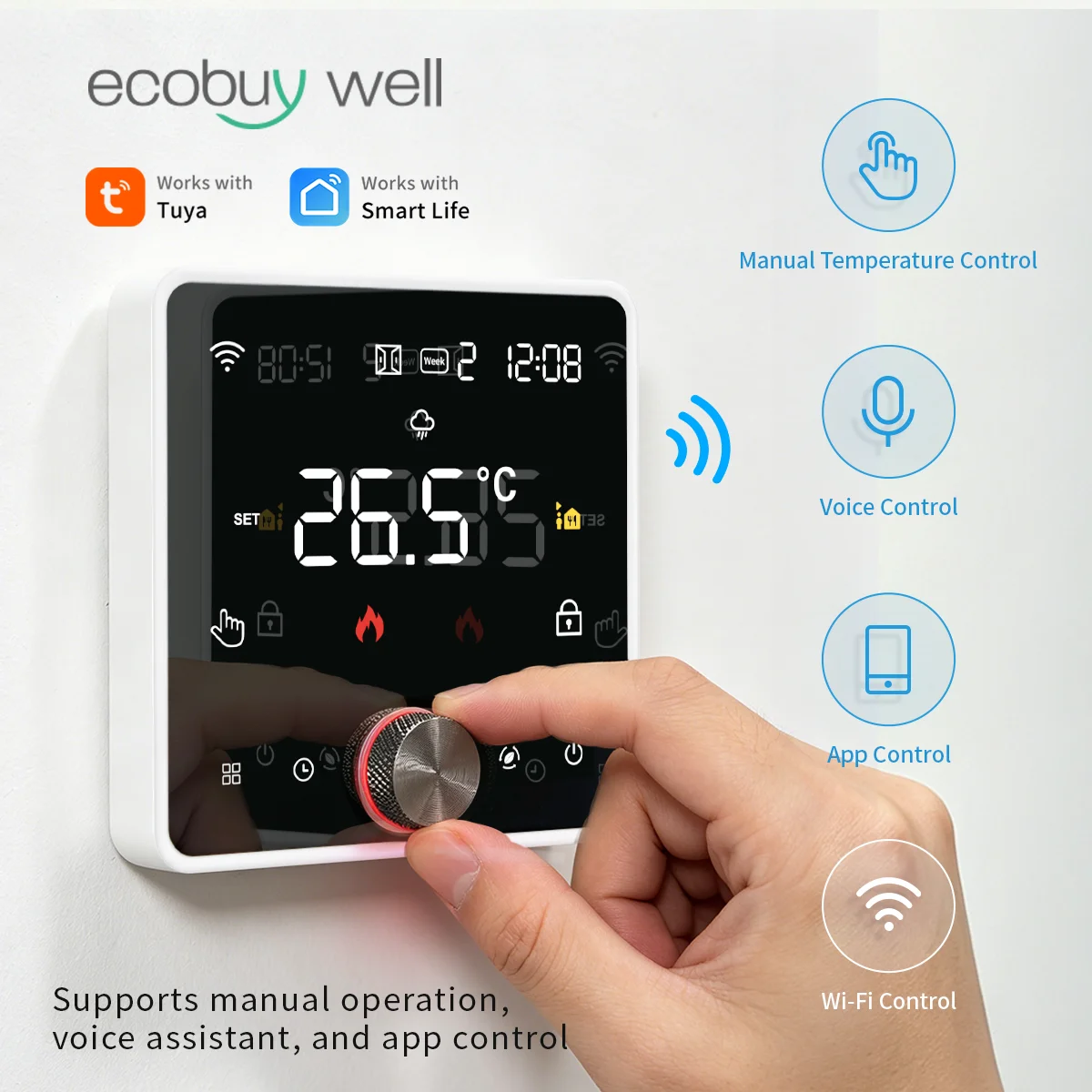 Tuya Smart Wi-Fi Thermostat For Floor Heating Electric Warm 220V Water Floor Heating Gas Boiler Programmable WiFi Temperature