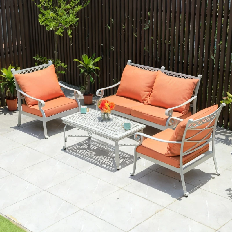 Swimming Pool Outdoor Courtyard Cast Aluminum Sofa Leisure Balcony Garden Sofa All Aluminum Outdoor Terrace American