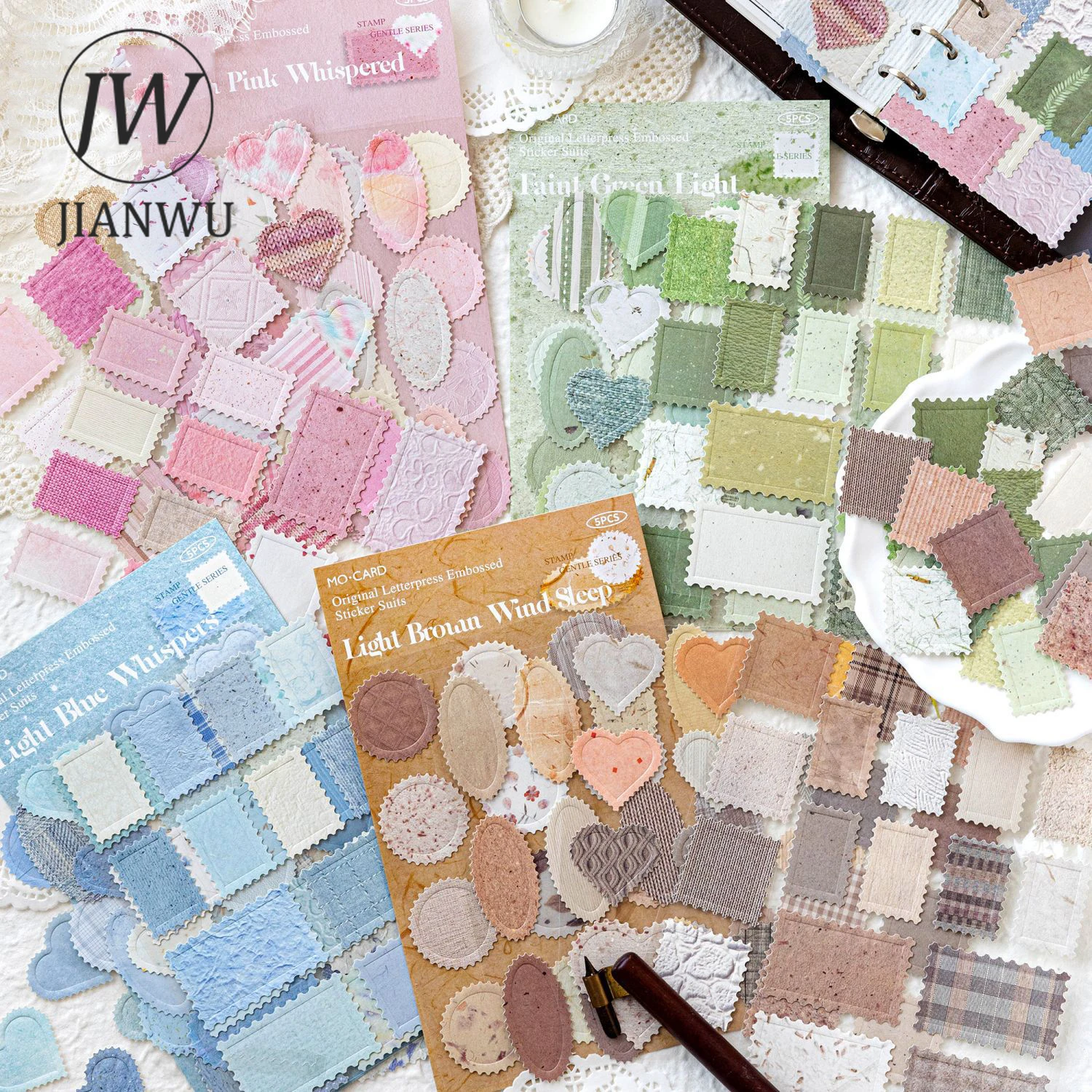 

JIANWU Stamp Gentle Series Vintage Relief Border Landscape Material Collage Scrapbooking Sticker Creative DIY Journal Stationery