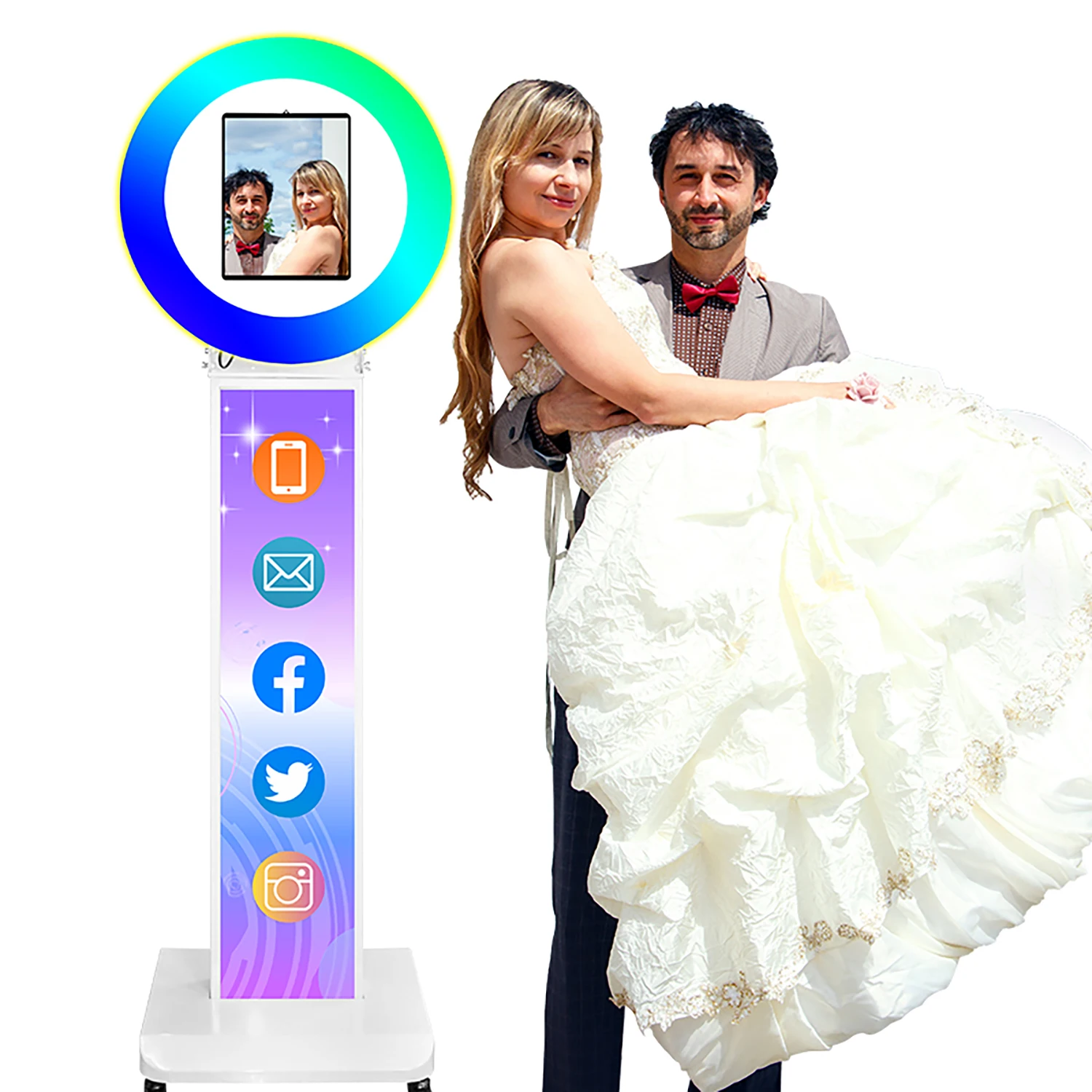 Portable Adjustable Photo Booth Customized LOGO Selfie Photobooth Machine With LED Ring Light for IPad 10.2