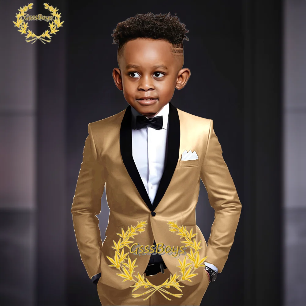 Boys Suit 2-16 Years Old Jacket Pants Vest 2 Piece Set Wedding Tuxedo Kids Formal Party Clothes Customized Color