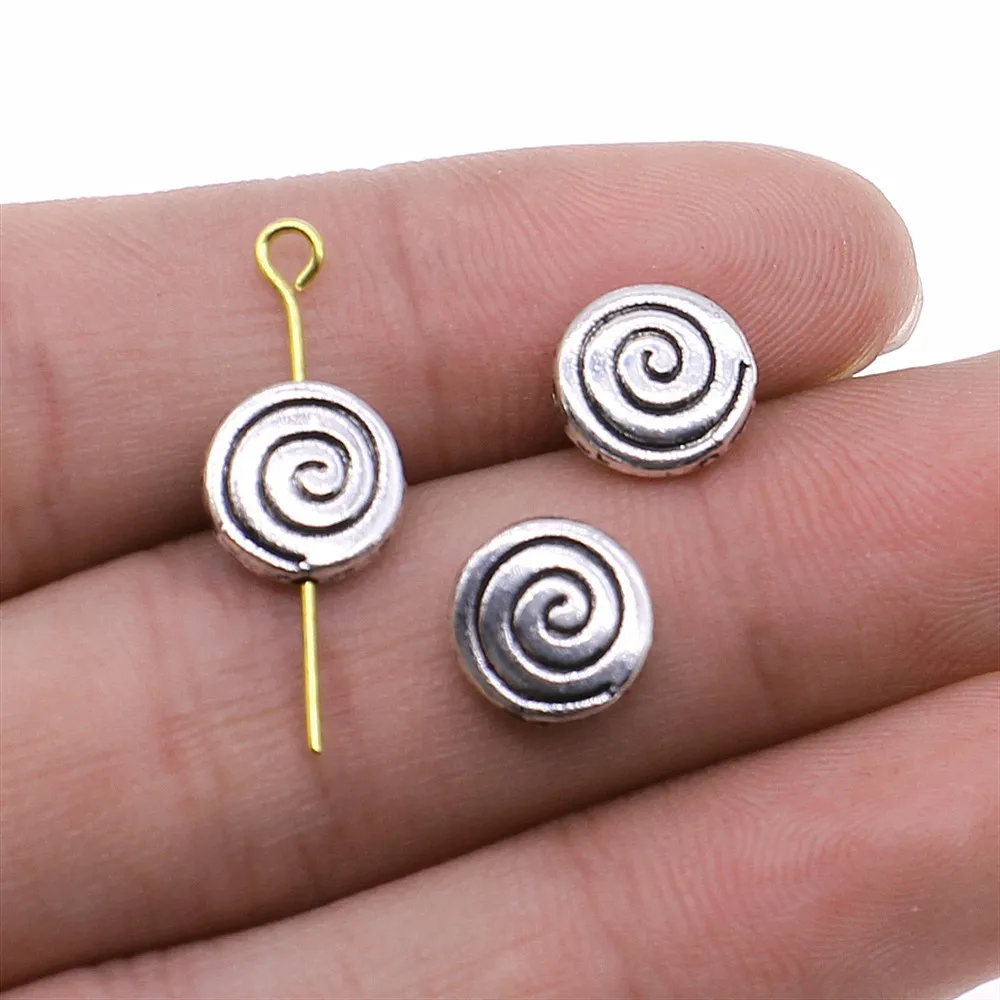 20pcs 3x10mm Tibetan Silver Alloy Charm Swirl Small Hole Beads EF3941