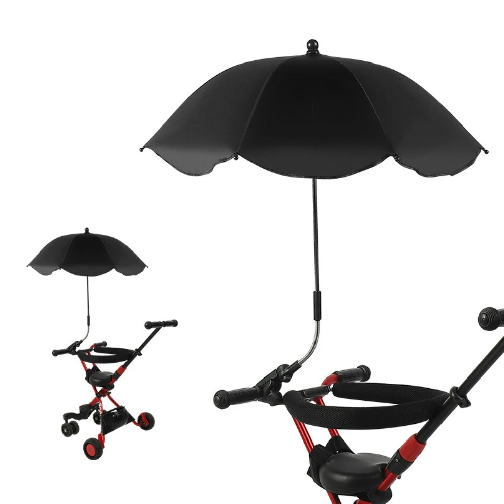 

360° Baby Stroller Folding Umbrella UV Sun Rain Protection Adjustable Baby Pram Parasol Sunshade Outdoor Pushchair Canopy