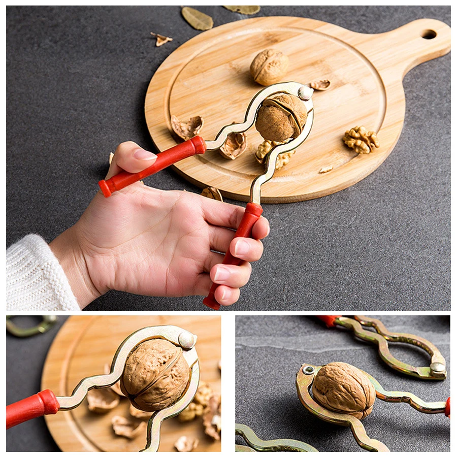 أداة مطبخ بمشبك مفرقع الجوز المعدني شديد التحمل لجوز البقان والبندق - كسارة الجوز لسهولة إعداد الطبخ