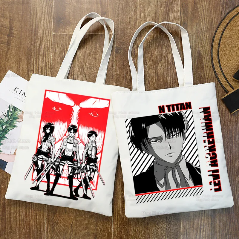 Shingeki No Kyojin Shopping Bag Attack on Titan Shopper Eco Canvas  Shopper Liberty Eren Levi Bolsas De Tela Bag Shoping Sacolas