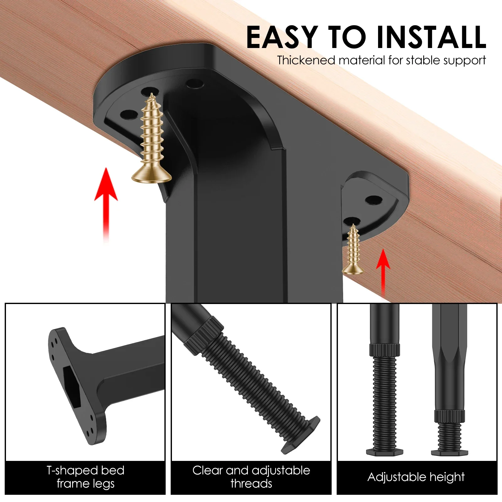 4 ชิ้น/เซ็ต Bed Beam สนับสนุนเท้าปรับ 7.8-15 นิ้วเฟอร์นิเจอร์ความสูงวงเล็บกรอบ Center แผ่นรองรับขาสําหรับตู้