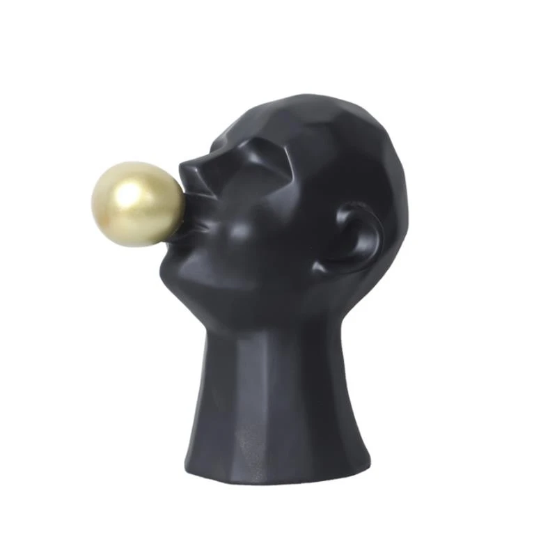 Blowing Bubbles Character Resins Sculpture Crafts European Abstract Black/white Figure Statue Desk Decoration Modern Home Decor
