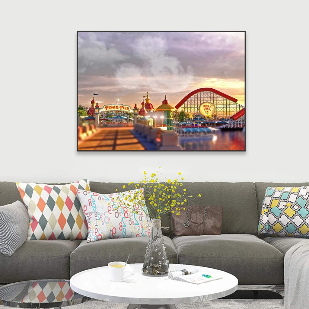 Disneyland Poster Classical Disneyland Pixar Pier California Adventure Art Canvas Print Pictures Canvas Painting Home Room Decor