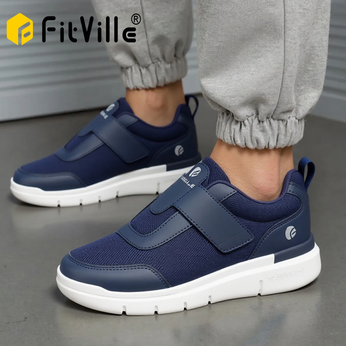 Fitブティック-男性のための軽量ウォーキングシューズ、特大幅の広い幅、腫れの足、飛行機、痛みの緩和、カジュアルなウォーキング