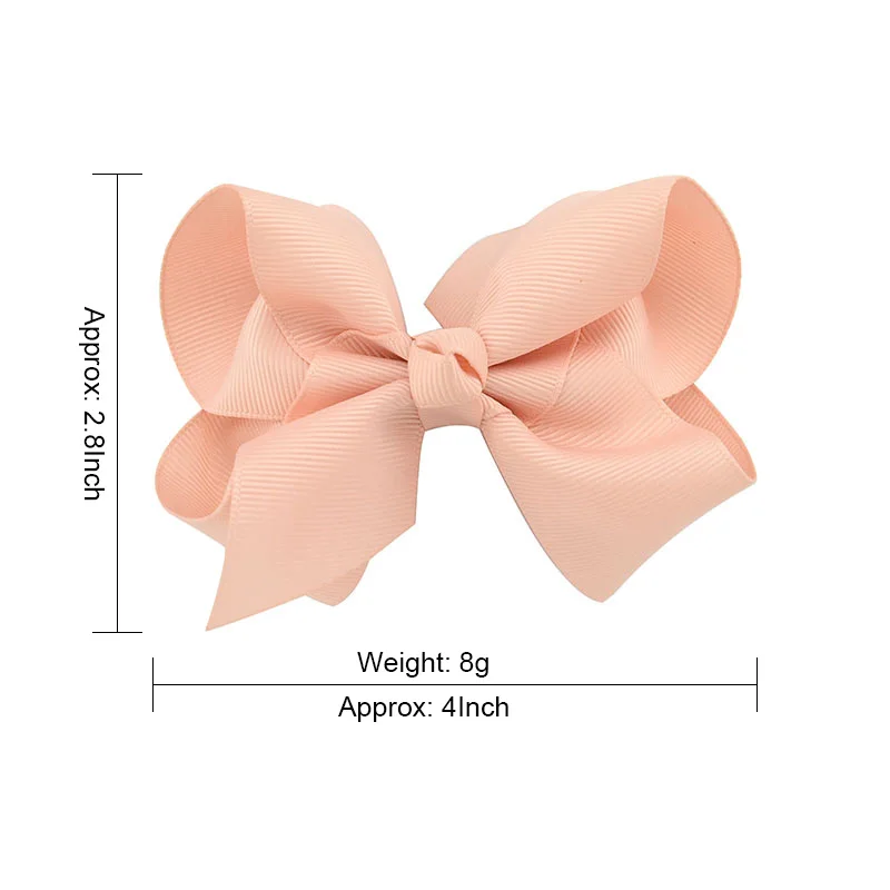 3/4/6/8inch Boutique Handmade Colorful Solid Ribbon Grosgrain Hair Bow With Clips For Kids Girls Hair Accessories