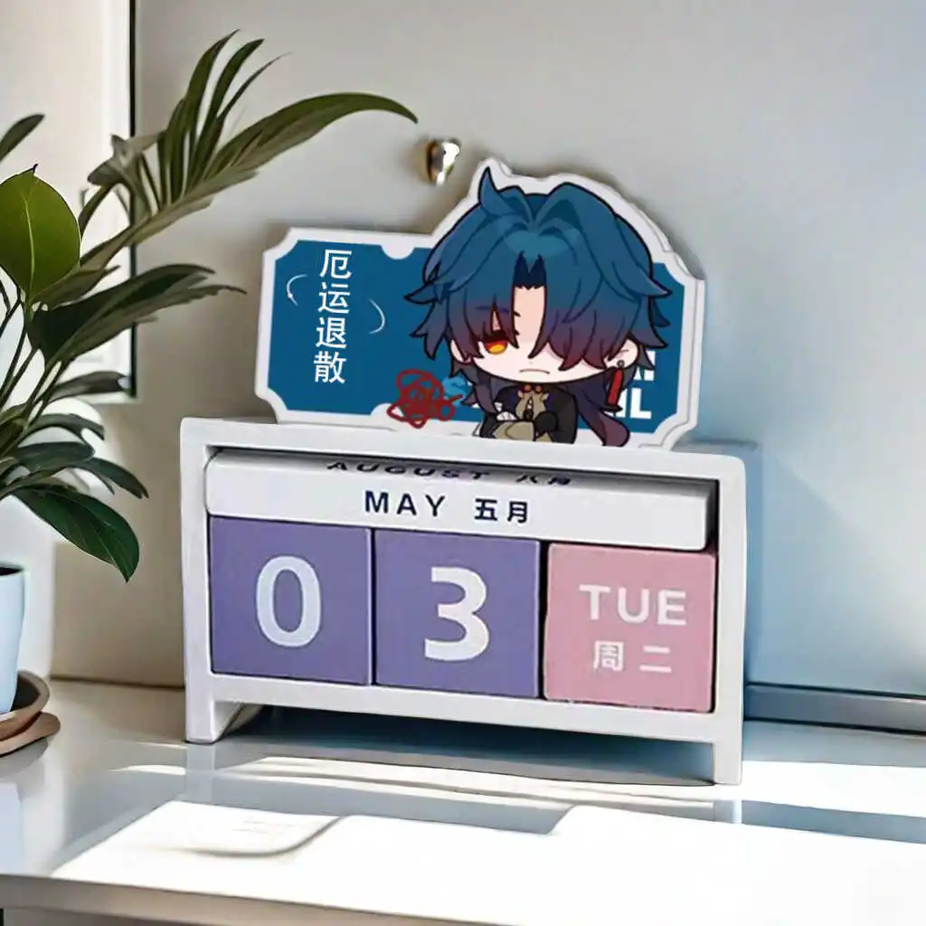 

Anime Honkai: Star Rail Dan Heng Blade Trailblazer March 7th Jing Yuan Cosplay desktop ornament Wooden desk calendar