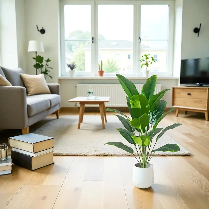 1 unidad de plantas artificiales, palmera Tropical grande, plantas de plátano falsas, hojas de plástico de tacto Real Monstera para decoración de fiesta en el jardín del hogar