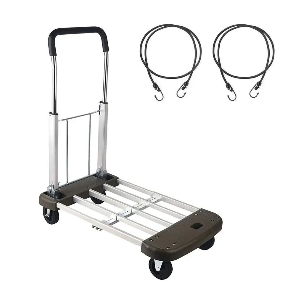 Adjustable Aluminum Platform Cart Foldable Push Cart with Mute Wheels 330lb Capacity Anti-Skid Surface 29.5