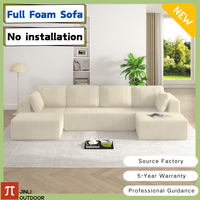 Modern L-Shaped Modular Living Room Sofa, Full Foam Compressed Corduroy Sectional Couch, Sleeper Sofa for Bedroom & Living Room