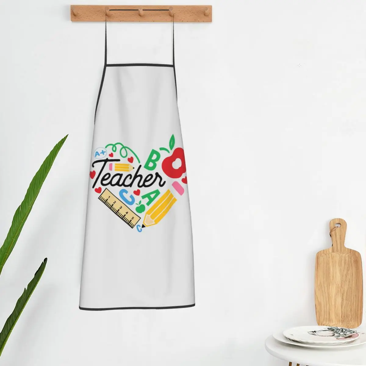 Teacher With School Supplies For Educators And Classroom Use Apron Chef Cooking Baking Tablier Bib Kitchen Cleaning Pinafore