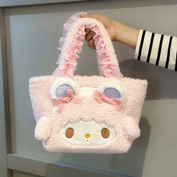 Lovely My Melody Handbag Japanese Style Cosmetic Bag Kawaii Anime Piano Plush Lolita Bag Large Capacity Birthday Gifts