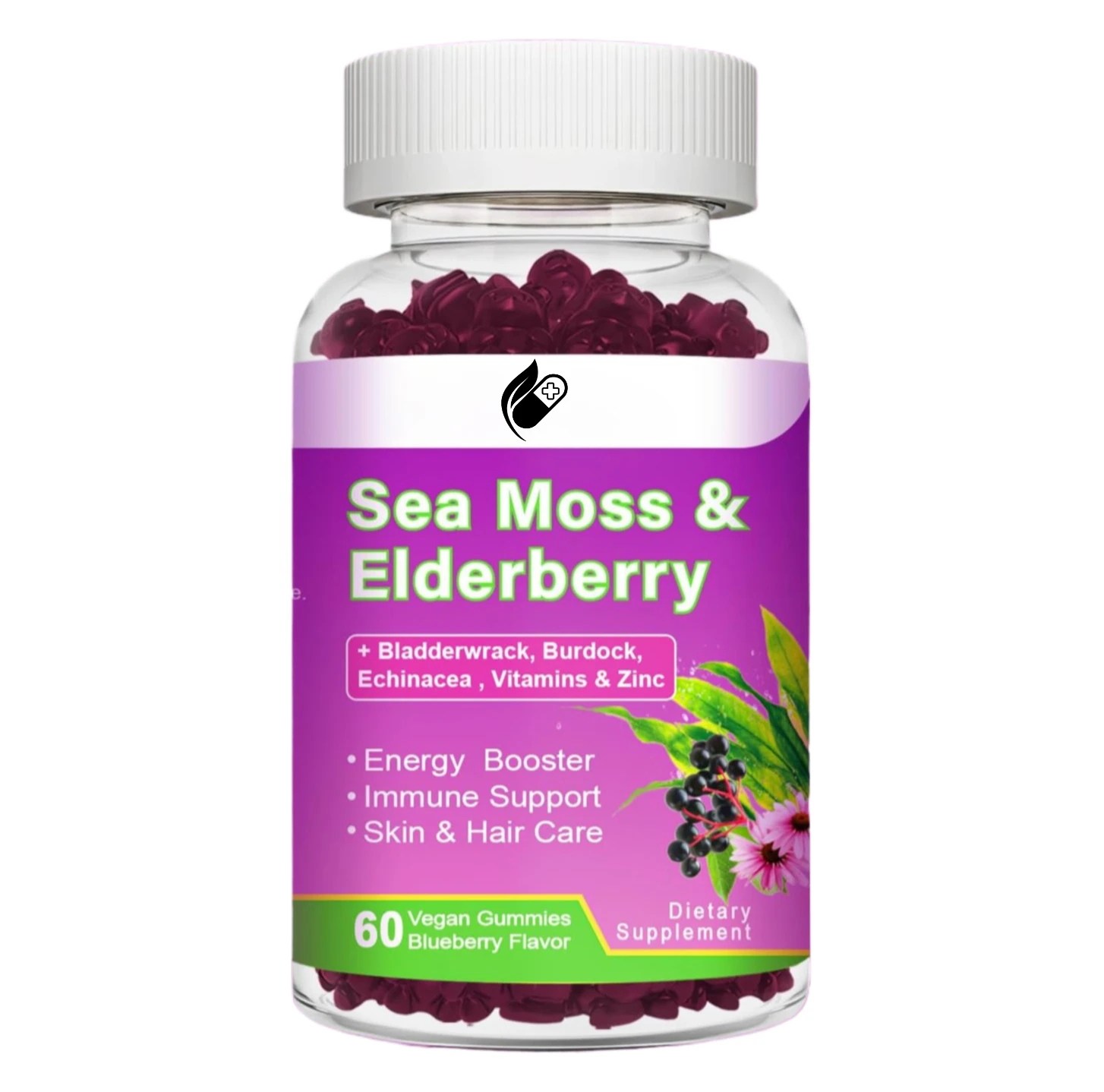 Sea Moss Gummies – with Zinc + Vitamin C, D, Burdock and Bladderwrack for Thyroid & Detox Health Support, Digestive System